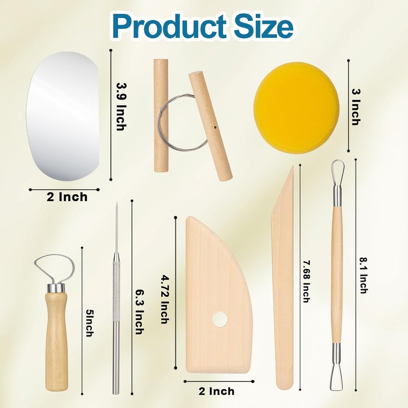 Amrules Clay Tools Kit, 8 PCS Pottery Tools, Practical Polymer Sculpting Tool Kit, Air Dry Clay Tool Set Suitable for Adults, Pottery Craft, Dotting, Drawing, Modeling, Shaping - Image 2